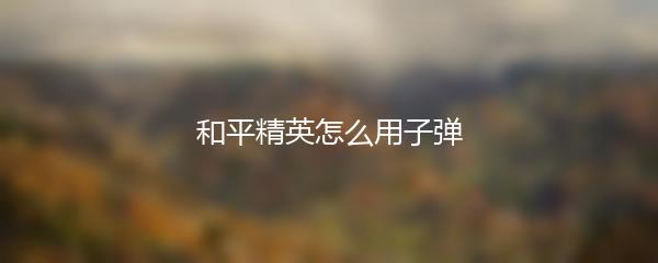 和平精英怎么用子弹