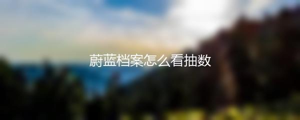蔚蓝档案怎么看抽数