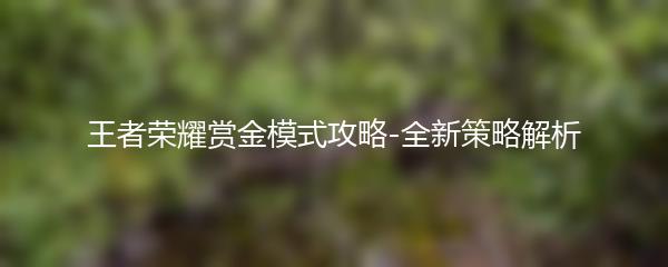 王者荣耀赏金模式攻略-全新策略解析