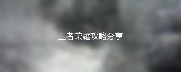 王者荣耀攻略分享