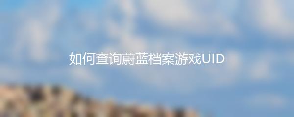 如何查询蔚蓝档案游戏UID