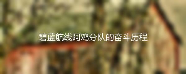 碧蓝航线阿鸡分队的奋斗历程