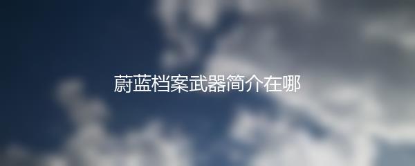 蔚蓝档案武器简介在哪