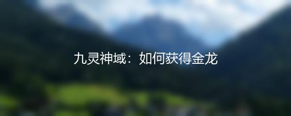 九灵神域：如何获得金龙