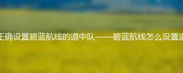 如何正确设置碧蓝航线的道中队——碧蓝航线怎么设置道中队