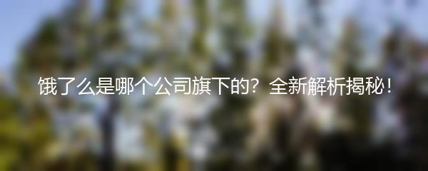 饿了么是哪个公司旗下的？全新解析揭秘！