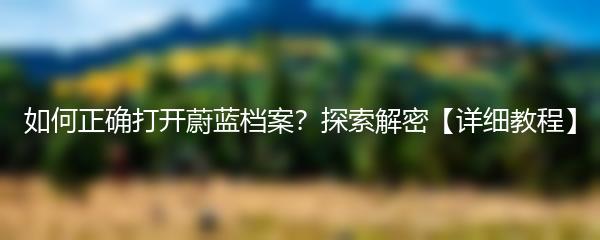 如何正确打开蔚蓝档案？探索解密【详细教程】