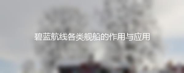 碧蓝航线各类舰船的作用与应用