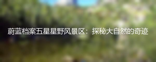 蔚蓝档案五星星野风景区：探秘大自然的奇迹