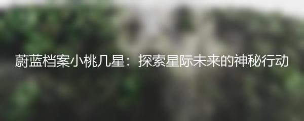  蔚蓝档案小桃几星：探索星际未来的神秘行动 