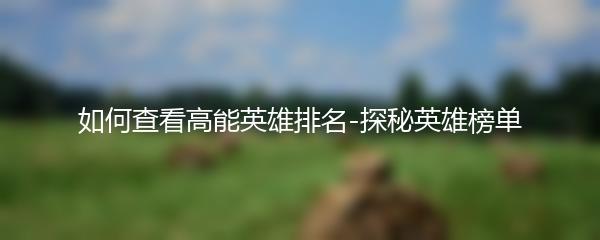 如何查看高能英雄排名-探秘英雄榜单