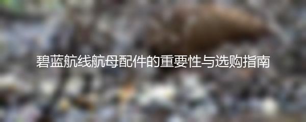 碧蓝航线航母配件的重要性与选购指南