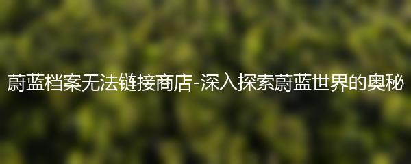 蔚蓝档案无法链接商店-深入探索蔚蓝世界的奥秘