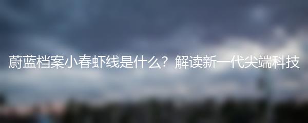 蔚蓝档案小春虾线是什么？解读新一代尖端科技