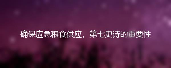 确保应急粮食供应，第七史诗的重要性