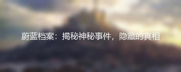 蔚蓝档案：揭秘神秘事件，隐藏的真相