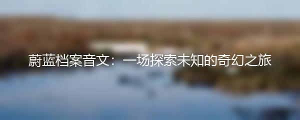 蔚蓝档案音文：一场探索未知的奇幻之旅