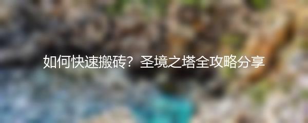 如何快速搬砖？圣境之塔全攻略分享