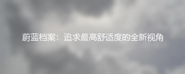 蔚蓝档案：追求最高舒适度的全新视角