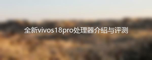 全新vivos18pro处理器介绍与评测