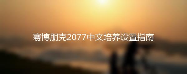 赛博朋克2077中文培养设置指南