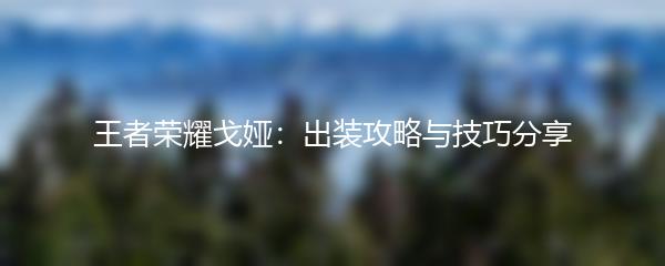 王者荣耀戈娅：出装攻略与技巧分享