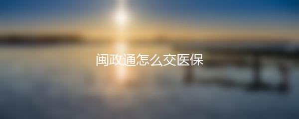 闽政通怎么交医保