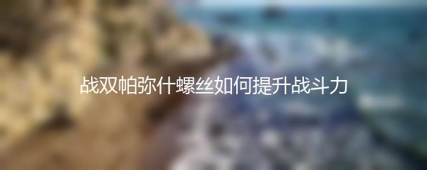 战双帕弥什螺丝如何提升战斗力