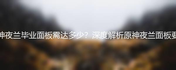 原神夜兰毕业面板需达多少？深度解析原神夜兰面板要求