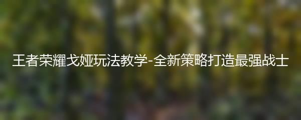 王者荣耀戈娅玩法教学-全新策略打造最强战士