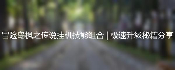 冒险岛枫之传说挂机技能组合 | 极速升级秘籍分享