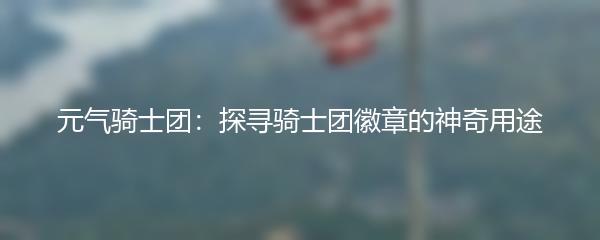 元气骑士团：探寻骑士团徽章的神奇用途