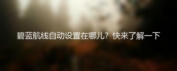 碧蓝航线自动设置在哪儿？快来了解一下
