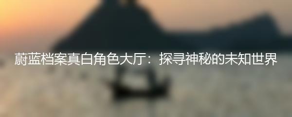 蔚蓝档案真白角色大厅：探寻神秘的未知世界