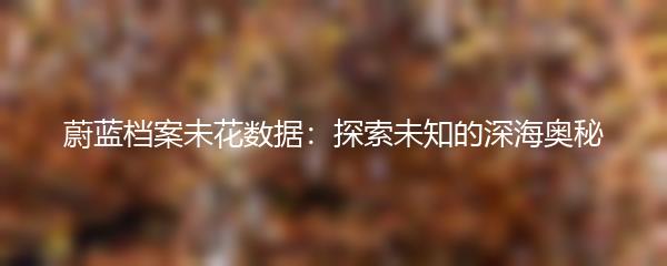 蔚蓝档案未花数据：探索未知的深海奥秘