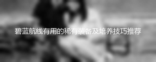 碧蓝航线有用的稀有装备及培养技巧推荐