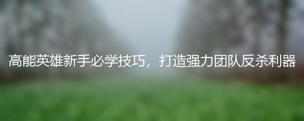 高能英雄新手必学技巧，打造强力团队反杀利器