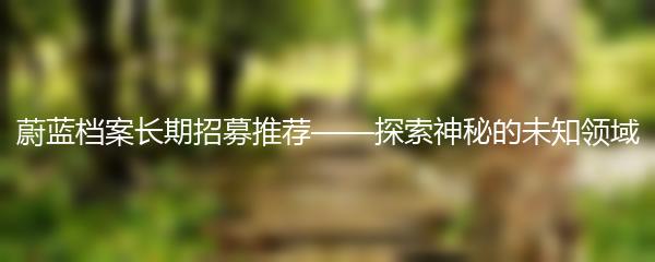 蔚蓝档案长期招募推荐——探索神秘的未知领域