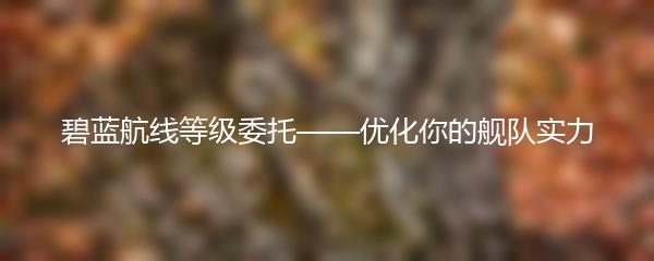 碧蓝航线等级委托——优化你的舰队实力