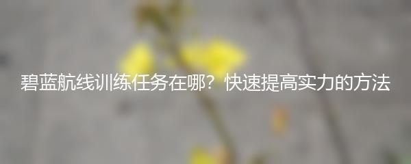 碧蓝航线训练任务在哪？快速提高实力的方法