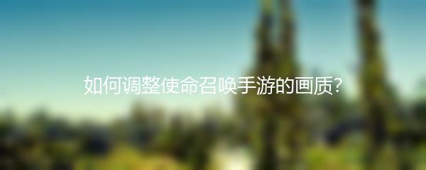 如何调整使命召唤手游的画质？