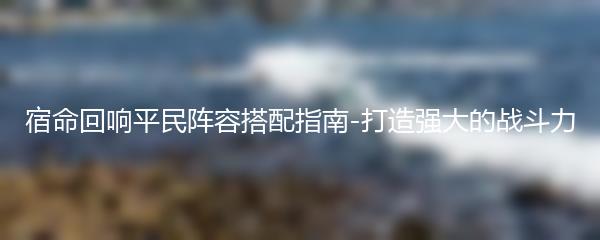 宿命回响平民阵容搭配指南-打造强大的战斗力