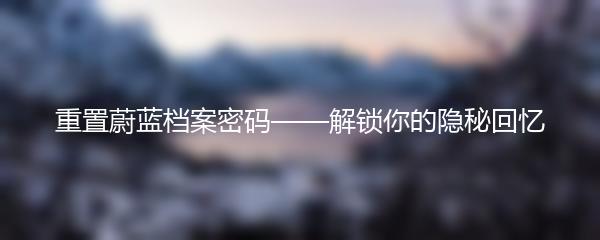 重置蔚蓝档案密码——解锁你的隐秘回忆