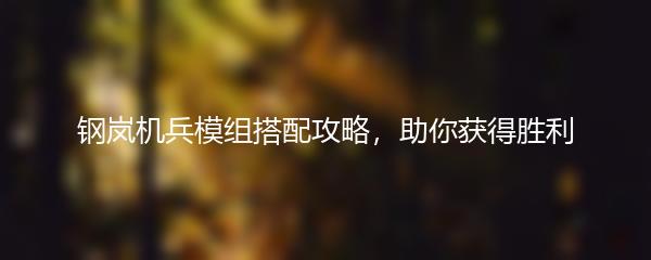 钢岚机兵模组搭配攻略，助你获得胜利