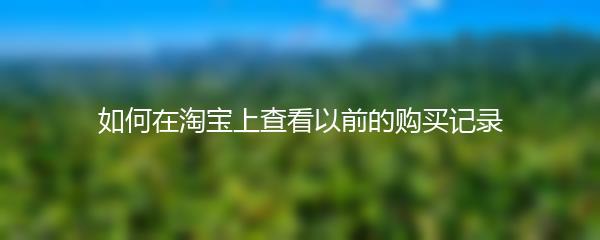 如何在淘宝上查看以前的购买记录