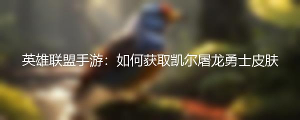 英雄联盟手游：如何获取凯尔屠龙勇士皮肤