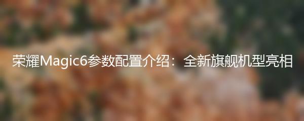 荣耀Magic6参数配置介绍：全新旗舰机型亮相