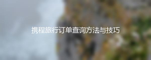 携程旅行订单查询方法与技巧