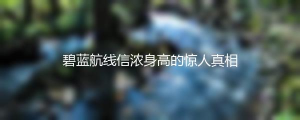 碧蓝航线信浓身高的惊人真相