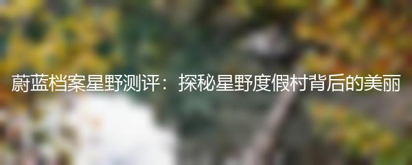 蔚蓝档案星野测评：探秘星野度假村背后的美丽